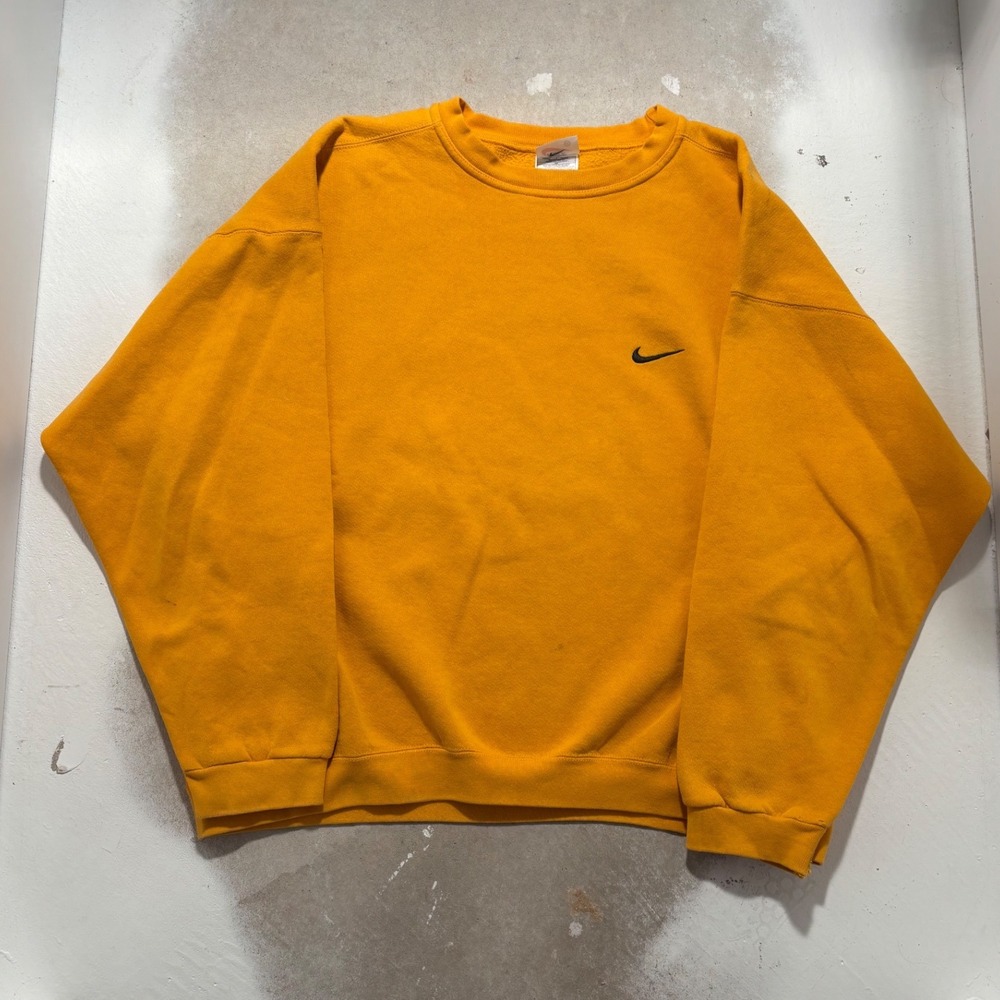 Vintage Nike Crewneck Sweatshirt Orange Embroidered Green Swoosh XXL Made in USA